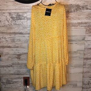 Forever21 Floral dress mustard yellow dress summer mini dress flowy dress small‍